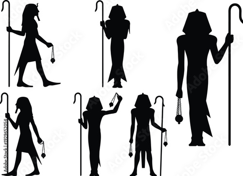 Ancient Egyptian Pharaoh Silhouette Collection black