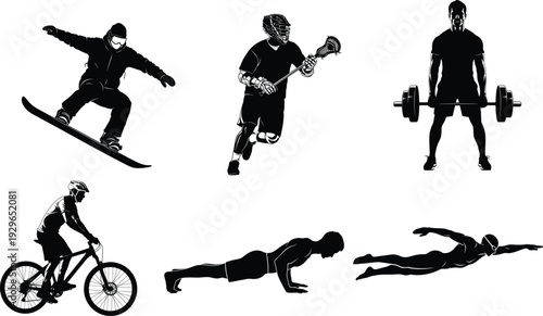 Fitness and sports activities silhouettes
