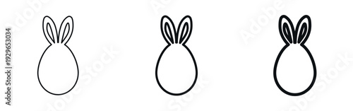 Easter egg with rabbit ears icon in thin, regular, bold outline styles. For Easter designs, greeting cards, packaging, and seasonal branding. Christian celebration symbol. Isolated vector illustration