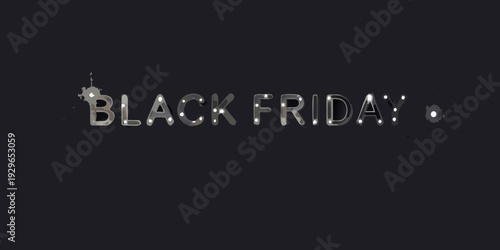 Stylized black friday text against a dark blurred background
