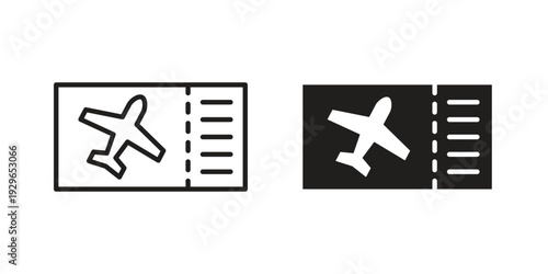 Airline ticket icons collection glyph and mixed vector Illustrations