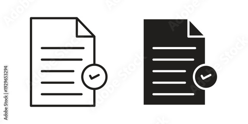 Approved document icons collection glyph and mixed vector Illustrations