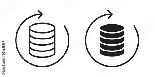 Backup icons collection glyph and mixed vector Illustrations