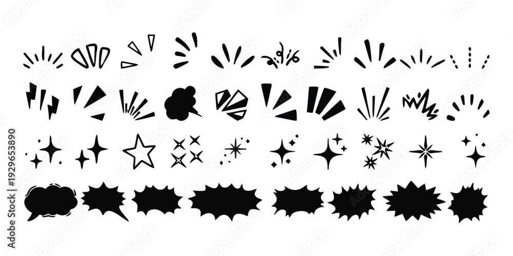 Fototapeta premium Abstract explosion, comic burst and starburst graphic elements and symbols