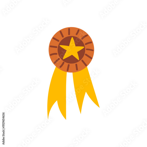 Vector flat illustration of award ribbon with star. Show ribbon rosette clipart 
