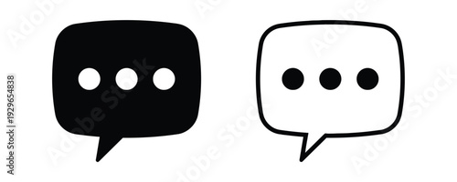 Black and white chat bubble icons with three dots for messages or communication