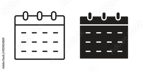 Calendar icons collection glyph and mixed vector Illustrations