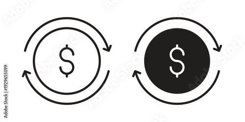 Cash flow icons collection glyph and mixed vector Illustrations