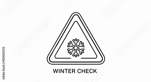 A triangular warning sign with a snowflake symbol indicates a winter check