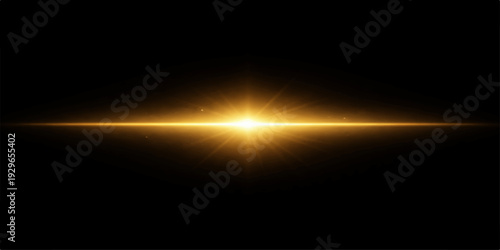 Bright Golden Lens Flare Light Burst with Cinematic Glow Effect