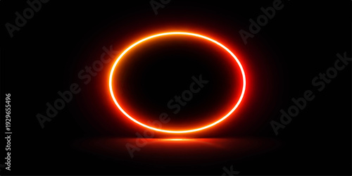 Futuristic neon orange glowing ring with sharp gradient glow effect on dark background for modern designs