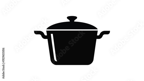 cooking pot with lid icon silhouette isolated kitchen cookware symbol for food preparation boiling soup and home cooking illustration