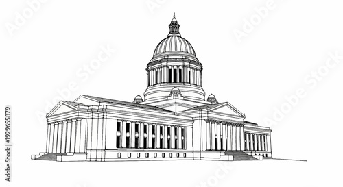 Ornate dome and colonnades highlight a grand, neoclassical governmental building