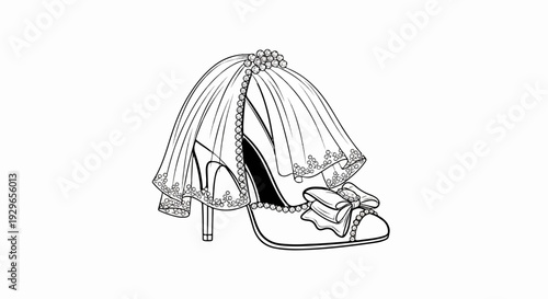 Elegant shoe adorned with shimmering pearls and a delicate bow detail