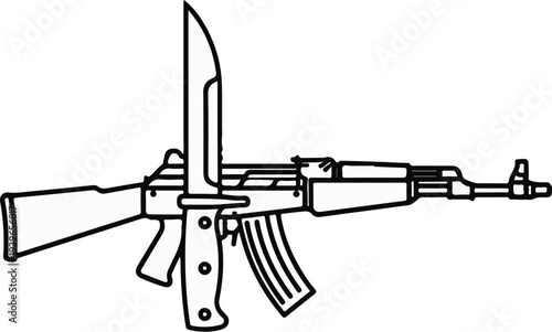 Line drawing of a rifle with an attached bayonet
