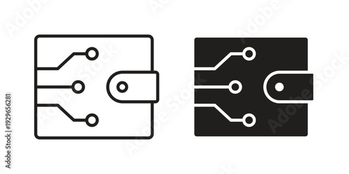 Cryptocurrency wallet icons collection glyph and mixed vector Illustrations