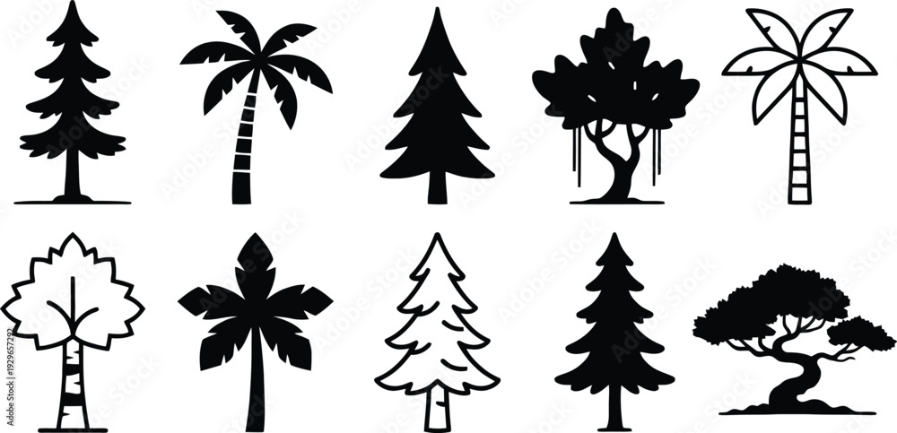 Fototapeta premium Set of 10 tree icons vector