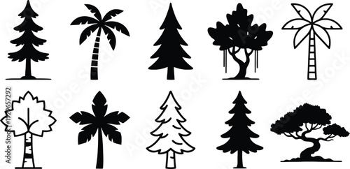 Set of 10 tree icons vector