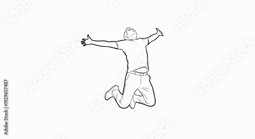 A joyous individual in mid-air, arms outstretched wide in a moment of triumph