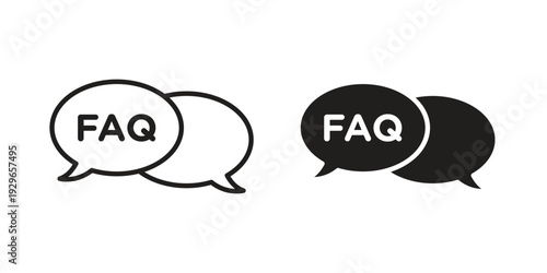 FAQs icons collection glyph and mixed vector Illustrations