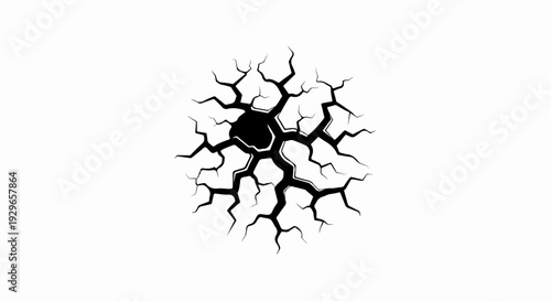 Cracked surface pattern with dark center and radiating lines