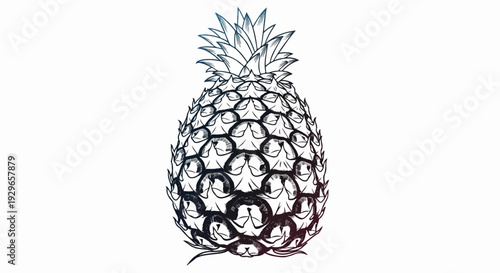 Stylized line art of a pineapple with a subtle gradient color effect