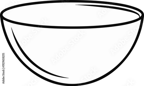 A simple line drawing of an empty, wide, and shallow bowl on a white background