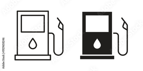 Gas station icons collection glyph and mixed vector Illustrations