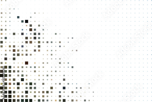 Abstract geometric pattern of scattered dark squares and dots on a white background, suggesting digital art or design. isolated on transparent background, Vector, illustration