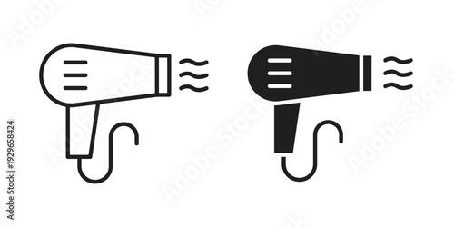 Hair dryer icons collection glyph and mixed vector Illustrations