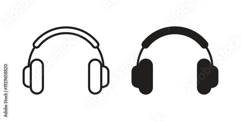 Headphone icons collection glyph and mixed vector Illustrations