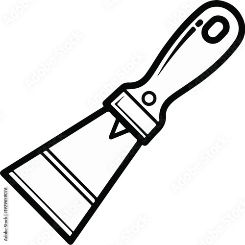 A simple black and white line drawing of a metal putty knife