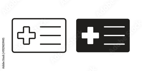 Insurance card icons collection glyph and mixed vector Illustrations