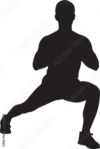 Athlete in dynamic lunge position, strong and focused
