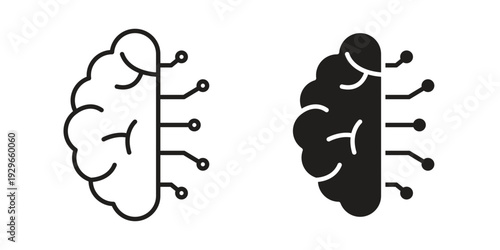 Machine learning icons collection glyph and mixed vector Illustrations