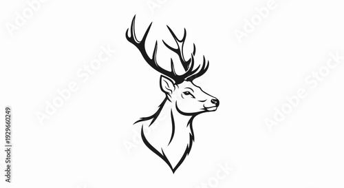 Stylized black silhouette of a majestic stag with large, branching antlers