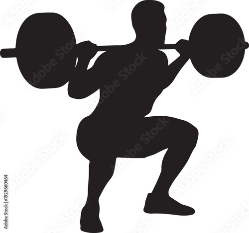 Man doing squats with heavy barbell in gym
