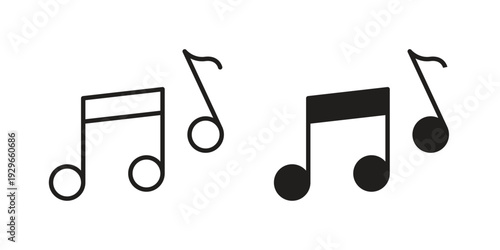 Music note icons collection glyph and mixed vector Illustrations