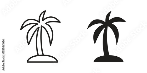 Palm tree icons collection glyph and mixed vector Illustrations