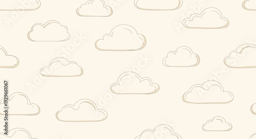 Hand Drawn Clouds Seamless Pattern - Cute Sky Background