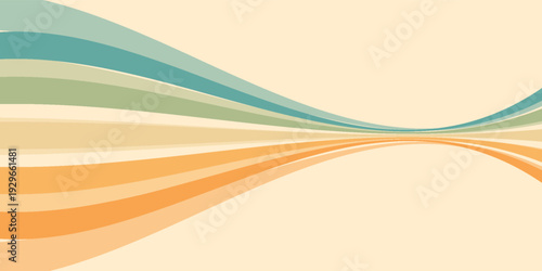 Abstract background of rainbow groovy Wavy Line design in 1970s Hippie Retro style. Vector pattern ready to use for cloth, textile, wrap and other.