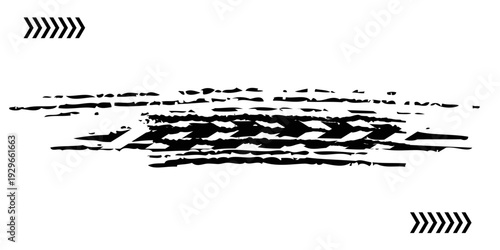 Vector black-and-white tire tracks and skid marks isolated white background. Tire trace track wheels texture and background, Auto tire tread grunge, Car wheel tyre tread track black tyre print,