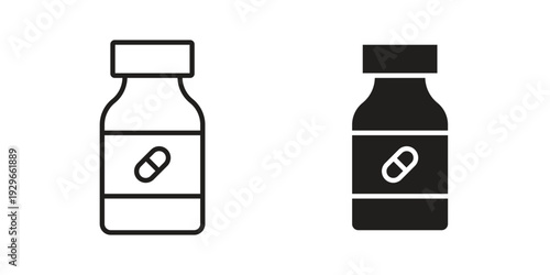 Pill bottle icons collection glyph and mixed vector Illustrations