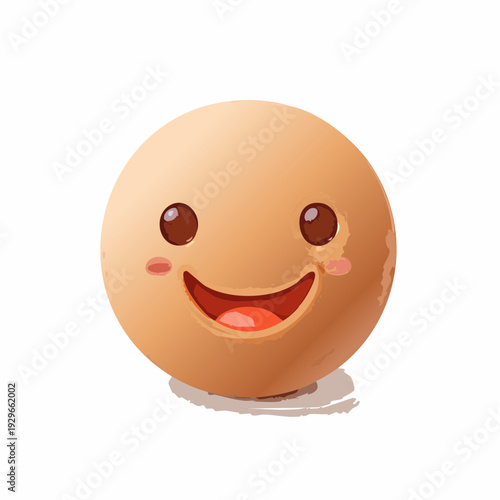 A smiling cartoon egg with a happy expression and rosy cheeks.