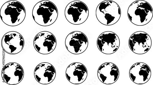 Curved world map silhouette, half globe of blue planet Earth, global business geography, worldwide international. Africa, Asia and America, Europe, Australia continents. Travel vector infographics