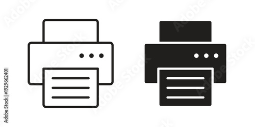 Printer icons collection glyph and mixed vector Illustrations