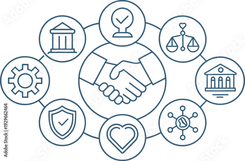 Business Ethics and Corporate Social Responsibility Concept Icons