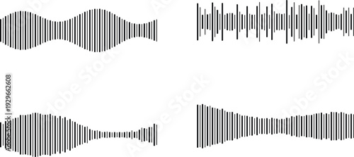 Barcode patterns in various shapes and sizes isolated on transparent background