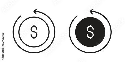 Refund icons collection glyph and mixed vector Illustrations