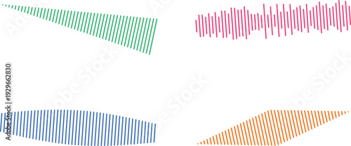 Colorful sound wave patterns in green, pink, blue, and orange hues isolated on transparent background